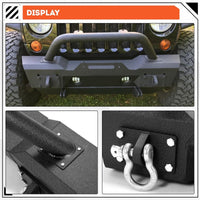 Load image into Gallery viewer, Stubby Front Bumper Compatible With 2007-2024 Jeep Wrangler JK JL Gladiator JT W/Fog Light Housing & D-rings Steel Powder Coated Black LYAM-295V
