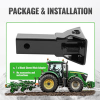 Load image into Gallery viewer, Sleeve Hitch Adapter for 2" Receiver Compatible with 3-Point Hitch Sub-Compact Tractor Steel Lawn Garden Farm Tractor Hitch Adapter Black