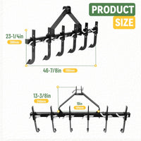 Load image into Gallery viewer, KUAFU 48" Chisel Plow Scarifier W/6 Adjustable Shanks Compatible with CAT-0 Tractors Detachable Cultivator 3-Point Plow Scarifier Implement for Pulverizing Soil, Ripping Through Roots