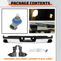 Load image into Gallery viewer, Rear Step Bumper Assembly Compatible with 2014-2019 Chevy Chevrolet Silverado & GMC Sierra 1500 Chrome Replacement for GM1103176 GM1103175 (W/O Sensor Holes W/Conner Step Hole) LYAM-365S-1