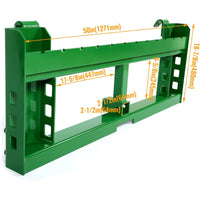 Load image into Gallery viewer, 50" Pallet Fork Frame Attachment Compatible with John Deere Loaders 200 300 400 500 Series Skid Steer Rate 3000 LBS 2" Receiver Hitch Green