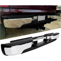 Load image into Gallery viewer, KUAFU Rear Step Bumper Compatible with 1999-2007 Chevy Chevrolet Silverado GMC Sierra 2500 HD 3500 Truck Chrome Steel Replacement for GM1103129 12473000 GM1103141 GM1191121 LYAM-285T