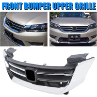 Load image into Gallery viewer, Front Bumper Hood Grille Grill Compatible with 2013-2015 Honda Accord 4D Replacement for 71121T2FA01 HO1200214 Black & Chrome (4 Door Sedans ONLY) KX-014