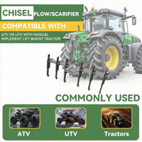 Load image into Gallery viewer, KUAFU ATV/UTV Chisel Plow Scarifier Implement w/ 6 Independently Adjustable Chisels Fit for ATV UTV Most Lawn/Garden Tractors Universal Cultivator Attachments Steel Power Coated