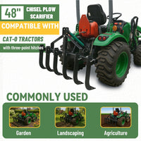 Load image into Gallery viewer, KUAFU 48" Chisel Plow Scarifier W/6 Adjustable Shanks Compatible with CAT-0 Tractors Detachable Cultivator 3-Point Plow Scarifier Implement for Pulverizing Soil, Ripping Through Roots
