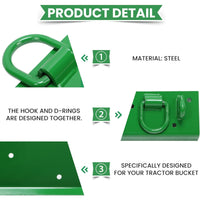 Load image into Gallery viewer, HECASA Tractor Grab Hooks 4.96" W × 21.93" L Compact Tractor Bolt on Grab Hooks Compatible with John Deere John Deere 4100 4010 4110 4115 2320 2520 2720 2025r 2032r 2038r 2" Receiver
