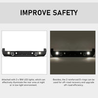 Load image into Gallery viewer, KUAFU Rear Bumper Compatible with 2005-2015 Toyota Tacoma w/ 18W Led Lights License Plate D-Rings Step Bumper Steel Powder Coated Black LYAM-032SA+LYAM-032SB