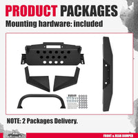 Load image into Gallery viewer, Front & Rear Bumper Compatible with 1998-2011 Ford Ranger w/Winch Plate D-Rings Powder Coated Steel LYAM-148+LYAM-328