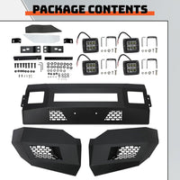 Load image into Gallery viewer, Front Bumper Compatible with 2011-2016 Ford F250 F350 Super Duty W/LED Lights 3 PCS Bumper Assembly Steel Powder Coated Black (2 Packages) LYAM-043TA+LYAM-043TB