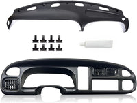 Load image into Gallery viewer, KUAFU Dash Bezel and Bashboard Cover Compatible with 1998-2002 Dodge Ram 1500 2500 3500 Pickup Truck Durable Panel Black 2 Packages LYAP-487T+LYAP-267T-2