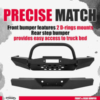 Load image into Gallery viewer, Front & Rear Bumper Compatible with 1998-2011 Ford Ranger w/Winch Plate D-Rings Powder Coated Steel LYAM-148+LYAM-328