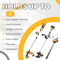 Load image into Gallery viewer, 2 Place Weeder Trimmer Racks Holders Hold Two for Trailer Truck Tree Trimmers Edgers Pole Saws Powercoated Steel LYA-076