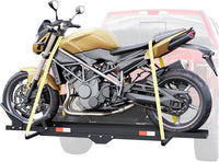 Load image into Gallery viewer, 600LBS Black Motorcycle Carrier Mount Dirt Bike Rack Hitch Hauler |with Loading Ramp| Superior Heavy Duty (You Will Receive Two Packages for This Item) LYOM-040A+LYOM-040B