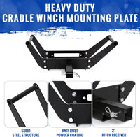 Load image into Gallery viewer, HECASA Foldable Winch Mounting Plate Cradle Bracket for Recovery Winches Compatible with Truck Trailer ATV 4WD w/2inches Hitch Receiver LYA-023S