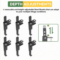 Load image into Gallery viewer, KUAFU ATV/UTV Chisel Plow Scarifier Implement w/ 6 Independently Adjustable Chisels Fit for ATV UTV Most Lawn/Garden Tractors Universal Cultivator Attachments Steel Power Coated