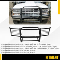 Load image into Gallery viewer, KUAFU Front Grille Brush Guard Compatible with 1988-1999 Chevy/GMC C/K Series 1500 2500 3500, 1992-1994 Blazer, Jimmy, 1995-1999 Tahoe, Yukon Bull Bar Bumper GrillGuard Protector Brush Push Bar LYAM-125