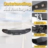 Load image into Gallery viewer, Front Bumper Compatible with 2007-2013 Toyota Tundra Full Width Off-Road Bumper W/D-rings, LED Lights, Winch Plate Steel Black 2 Packages LYAM-416A+LYAM-416B