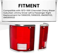 Load image into Gallery viewer, HECASA Pair Tail Light Lens Compatible with 1973-1991 Chevrolet Chevy Blazer Suburban Jimmy Driver Left & Passenger Right Replacement For 5968330, 5968329, GM2801122, GM2800122 LYOP-015S