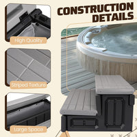 Load image into Gallery viewer, HECASA 2 Steps 36inches Deluxe Deck Patio Spa Hot Tub Steps (Open Box) Outdoor Stairs Plastic (PE) Dark Gray+Black, 350lbs Load Capacity LYOP-107-3