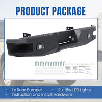 Load image into Gallery viewer, KUAFU Offroad Rear Bumper Compatible with 1999-2016 Ford F250 F350 Super Duty W/2 18W LED Lights Black Powder Coated Steel Heavy Duty LYAM-215S