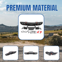 Load image into Gallery viewer, KUAFU Front Bumper Compatible with 2018-2025 Jeep Wrangler JL Rubicon 2020-2025 Jeep Gladiator 10th Anniversary Style 2DR 4DR Models W/PDC Sensor Hole Steel Black Powder Coated LYAM-625T-1