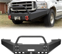 Load image into Gallery viewer, ?KUAFU Front Bumper Assembly Compatible with 1999-2004 Ford F250 F350 F-250 F-350 Super Duty Steel Powder Coated w/Winch Plate Two Packages LYAM-X1255A+LYAM-X1255B