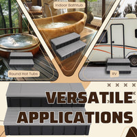 Load image into Gallery viewer, HECASA 2 Steps 36inches Deluxe Deck Patio Spa Hot Tub Steps (Open Box) Outdoor Stairs Plastic (PE) Dark Gray+Black, 350lbs Load Capacity LYOP-107-3