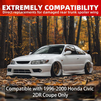 Load image into Gallery viewer, Rear Trunk Lid Spoiler Wing Compatible with 1996-2000 Honda Civic 2DR Coupe w/LED Brake Light Matte Black ABS Plastic Paintable Winglet LYAP-528S