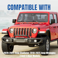 Load image into Gallery viewer, KUAFU Front Bumper Compatible with 2018-2025 Jeep Wrangler JL Rubicon 2020-2025 Jeep Gladiator 10th Anniversary Style 2DR 4DR Models W/PDC Sensor Hole Steel Black Powder Coated LYAM-625T-1