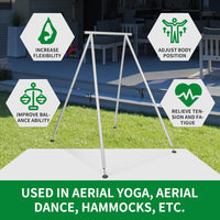 Load image into Gallery viewer, KUAFU 9.6 FT Portable Stand Yoga Swing Stand 551 LBS Aerial Yoga Frame Yoga Sling Inversion Equipment Steel Silvery for Indoor and Outdoor Triangle Structure LYOM-120T-1
