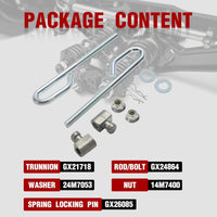 Load image into Gallery viewer, Kojem Deck Lift Hanger Rod Kit Bolt & Trunnion Kit Replacement for GX21718 GX24864 14M7400 Compatible with John Deere E130 E140 E150 LA120 D100 Set of 2