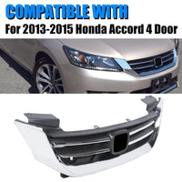 Load image into Gallery viewer, Front Bumper Hood Grille Grill Compatible with 2013-2015 Honda Accord 4D Replacement for 71121T2FA01 HO1200214 Black & Chrome (4 Door Sedans ONLY) KX-014