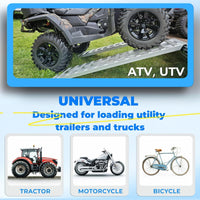 Load image into Gallery viewer, Kojem 72 X 14.87 X 2.5 Inch 6000 LBS Truck Car Auto Trailer Ramps Aluminum Universal Loading Ramp for Motorcycle Tractor ATV/UTV Trucks Lawn Mower Hook Attaching End Knife Foot Silver