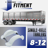 Load image into Gallery viewer, Set of 2 Single Axle Trailer Fenders 13" Wheels Tire Skirt Boat (Gray) LYAP-274S-3