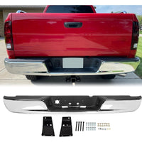 Load image into Gallery viewer, KUAFU Rear Step Bumper Assembly Compatible With 2002-2008 Dodge Ram 1500 2003-2009 Ram 2500 3500 Replace for CH1103111 CH1103108 W/Top Pads & & license Plate lamp Chrome