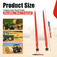 Load image into Gallery viewer, 47" Hay Bale Spear Compatible with Kubota Bobcat Buckets Tractors Loaders, Square Bale Quick Attach Hay Spike Forks Steel Powder Coated 1PCS -Red