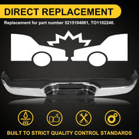 Load image into Gallery viewer, KUAFU Rear Bumper Compatible With 2005-2015 Toyota Tacoma TO1103113 Bumper Assembly W/Pads Brackets and License Plate Lights Steel Chrome Fits Models With SR5 Package or Limited Package Only