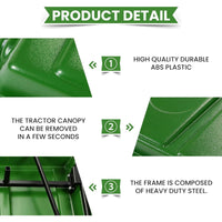 Load image into Gallery viewer, Kojem Green Tractor Canopy Compatible with John Deere Compact Utility Tractors with rops 34" Wide or Less. Fit 1 1/2" x 3", 2" x 2" or 2" x 3" ROPS Sun Shade Canopy with Bracket 35" W x 40" L