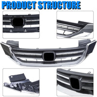 Load image into Gallery viewer, Front Bumper Hood Grille Grill Compatible with 2013-2015 Honda Accord 4D Replacement for 71121T2FA01 HO1200214 Black & Chrome (4 Door Sedans ONLY) KX-014