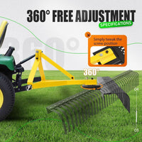 Load image into Gallery viewer, KUAFU 60In Landscape Rake, 3 Point Rake, 360 Rotation Compatible with Category 1, Cat1 Tractors Tow-Behind Garden Tool for Garden, Farm, Clearing Brush, Raking Arenas 2 Package Yellow