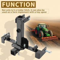 Load image into Gallery viewer, KUAFU 3 Point Hitch Receiver Universal Compatible with Category 1 Tractors Trailer Gooseneck Drawbar Receiver w/Spear Holes Black Steel Powder Coated
