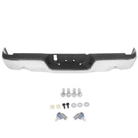 Load image into Gallery viewer, 09-2018 Dodge RAM 1500 Complete Steel Chrome Black Rear Step Bumper family photo