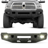 Load image into Gallery viewer, YIKATOO® Front Bumper Off-road 3-Piece Modular Compatible with 2010-2018 Dodge Ram 2500 3500 with 4 LED Lights Powder Coated Steel Textured Black
