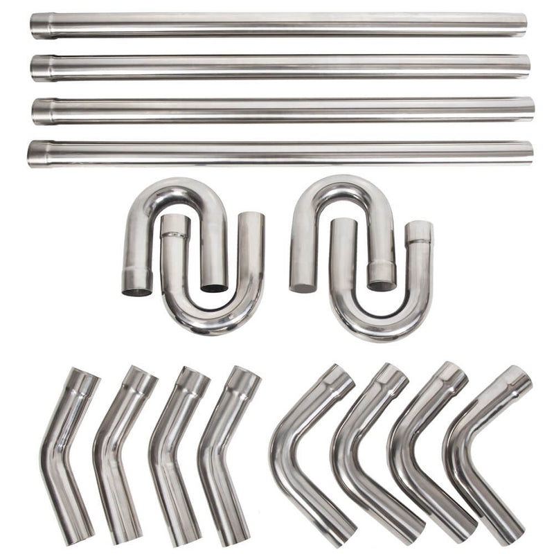 YIKATOO® Universal 2.5" Custom Stainless Steel Mandrel-Bent Exhaust Tubing Kit - Straight and U-Bend Pipes