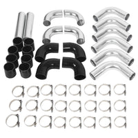Load image into Gallery viewer, YIKATOO® Universal Aluminum 2.5" Chrome Intercooler Turbo Piping Pipe Kit+BLACK Hose Kits