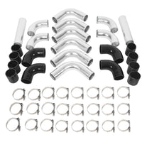 Load image into Gallery viewer, YIKATOO® Universal Aluminum 2.5" Chrome Intercooler Turbo Piping Pipe Kit+BLACK Hose Kits
