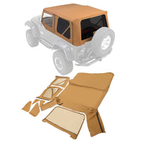 Load image into Gallery viewer, YIKATOO® Soft top Replacement, 1997-2006, Tinted Windows, Spice Leather For Jeep Wrangler TJ