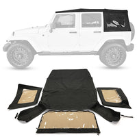 Load image into Gallery viewer, YIKATOO® Black Canvas Soft Top with Tinted Window Compatible with 2010-2018 JK Wrangler Unlimited JKU Rubicon Unlimited 4-door