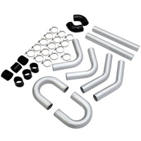 Load image into Gallery viewer, YIKATOO® Universal 3" 76mm Turbo Polished Aluminum Silver Intercooler Pipe Kit Hose Clamp