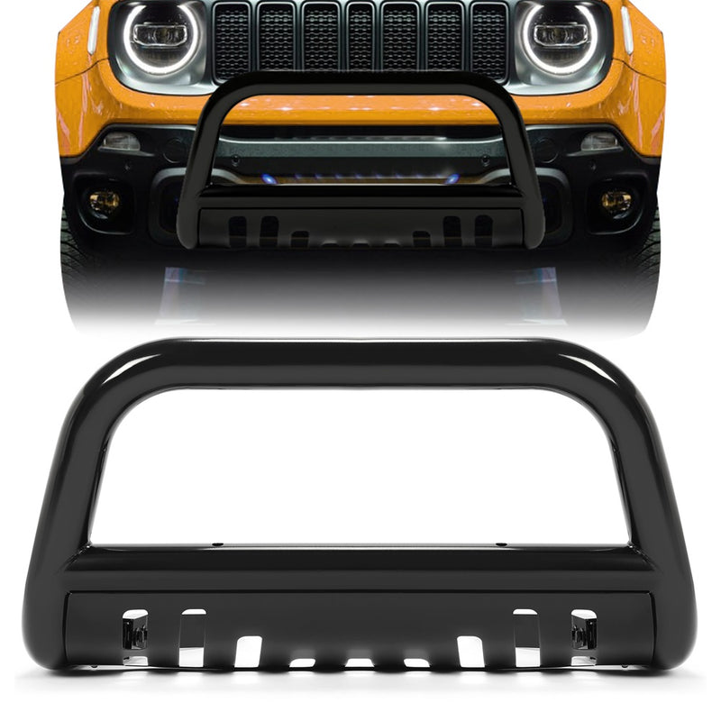 YIKATOO® Electrophoresis Powder Coated Steel Bull Bar with Skid Plate Compatible with 2016-2022 Jeep Renegade